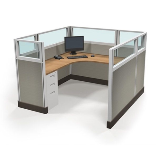 53_ Quarter Glass 6' X 6' Office Cubicle W_ 1_4 Glass_