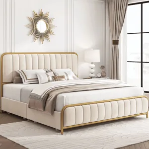 Aurora Gold Accent Upholstered Bed